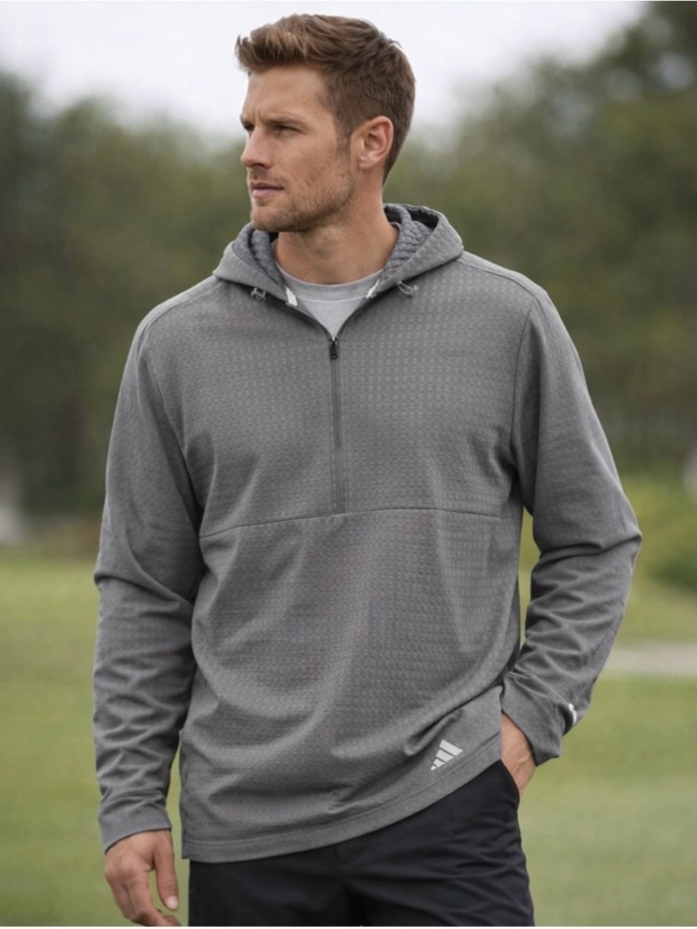 Adidas 1/2 Zip Windbreaker Golf Hoodie Men’s Large NWT Gray Performance Pullover